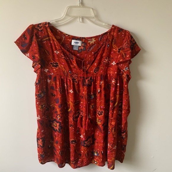 Red paisley blouse (brand:Old Navy) - Picture 3 of 4